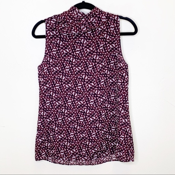 CAbi red,black and white geo print Venus Cowl Neck Blouse Valentine's Day - Picture 8 of 11